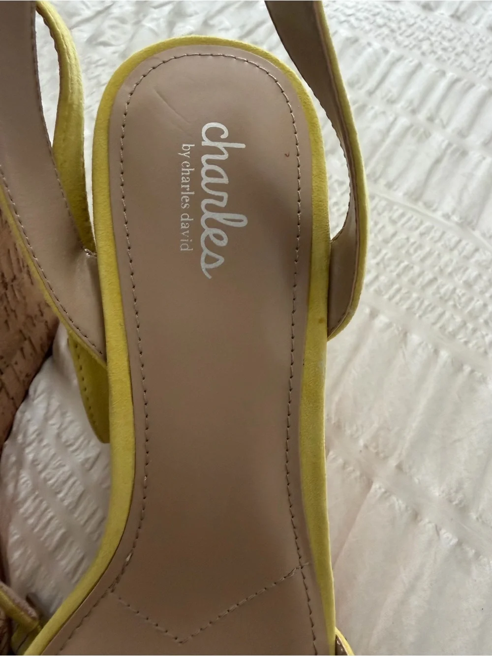 Charles by Charles David Yellow Cork Wedge Sandals size 9.5 Never Worn